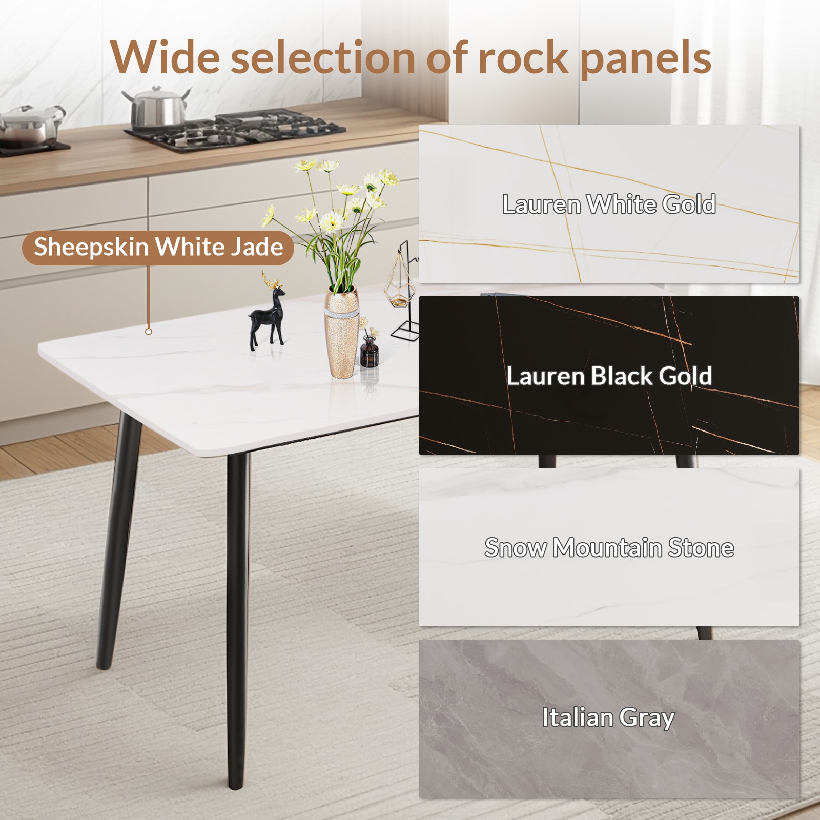 Dining Table Sintered Stone/Marble/Porcelain Table for Kitchen, Living Room, 63 inch Gloss White Table Only Dining Table Sintered Stone/Marble/Porcelain Table for Kitchen, Living Room, 63 inch Gloss White Table Only